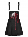 Black Gothic Punk Blood Devil Cross Strap Pleated Short Dress