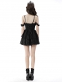 Black and Dark Red Gothic Sexy Off-the-Shoulder Lace Strap Mini Party Dress