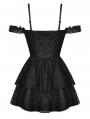 Black and Dark Red Gothic Sexy Off-the-Shoulder Lace Strap Mini Party Dress