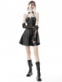 Black Gothic Punk Cool Bag Buckle Leatherette Halter Short Dress