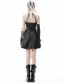 Black Gothic Punk Cool Bag Buckle Leatherette Halter Short Dress