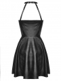 Black Gothic Punk Cool Bag Buckle Leatherette Halter Short Dress
