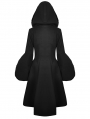 Black Gothic Lady Long Hooded Cocktail Winter Warm Coat With Detachabale Collar