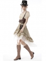 Brown and White Gothic Steampunk Asymmetrical Dove Tail Skirt