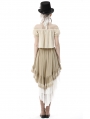 Brown and White Gothic Steampunk Asymmetrical Dove Tail Skirt