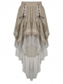 Brown and White Gothic Steampunk Asymmetrical Dove Tail Skirt