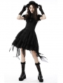 Black Gothic Chiffon Irregular Tasseled Daily Wear Short Skirt