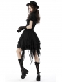 Black Gothic Chiffon Irregular Tasseled Daily Wear Short Skirt