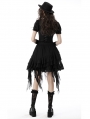 Black Gothic Chiffon Irregular Tasseled Daily Wear Short Skirt