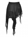Black Gothic Chiffon Irregular Tasseled Daily Wear Short Skirt