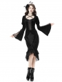 Black Elegant Gothic Vintage Velvet Jacquard Fishtail Lace Skirt