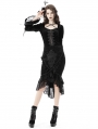 Black Elegant Gothic Vintage Velvet Jacquard Fishtail Lace Skirt