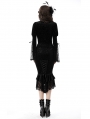 Black Elegant Gothic Vintage Velvet Jacquard Fishtail Lace Skirt