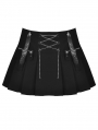 Black Gothic Punk Rock Chain Pleated Mini Skirt