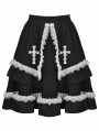 Black and White Gothic Lolita Ruffle Cross Doll Short Skirt