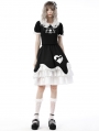 Black and White Gothic Lolita Frilly Bow Heart Short Skirt