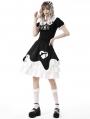 Black and White Gothic Lolita Frilly Bow Heart Short Skirt