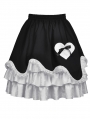 Black and White Gothic Lolita Frilly Bow Heart Short Skirt