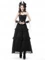 Black Gothic Vintage Ruffle Lace Long Skirt