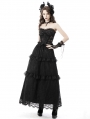 Black Gothic Vintage Ruffle Lace Long Skirt
