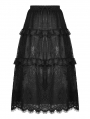 Black Gothic Vintage Ruffle Lace Long Skirt