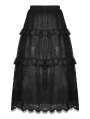 Black Gothic Vintage Ruffle Lace Long Skirt