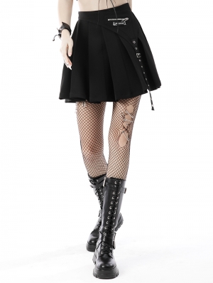 Black Gothic Punk Grunge Pleated Short Skirt