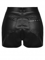 Black Gothic Punk PU Leather Hollow Out Sexy Short Pants for Women