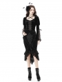 Black Elegant Gothic Vintage Velvet Long Bell Sleeves Shirt for Women