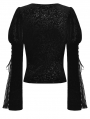 Black Elegant Gothic Vintage Velvet Long Bell Sleeves Shirt for Women