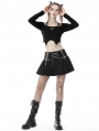 Black Gothic Rock Girl Halter Long Sleeve Short Top for Women