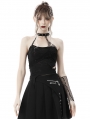 Black Gothic Punk Rock Decadent Hole Halter Tank Top for Women