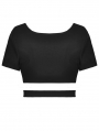 Black Gothic Grunge Checkered Heart Crop Top for Women