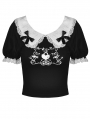 Black and White Gothic Lolita Two Little Bears Doll Top for Women