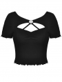 Black Gothic Punk Sexy Hollow-Out Short T-Shirt for Women