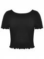 Black Gothic Punk Sexy Hollow-Out Short T-Shirt for Women