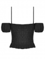 Black Cute Gothic Big Bowknot Off-the-Shoulder Top for Women