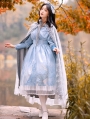 Black/Blue Winter Tour Retro Elegant Princess Long Sleeve Gothic Lolita OP Dress