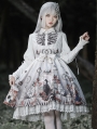 Black/White Dark Retro Fairy Tale Pattern Gothic Lolita JSK Dress