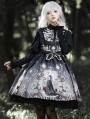 Black/White Dark Retro Fairy Tale Pattern Gothic Lolita JSK Dress