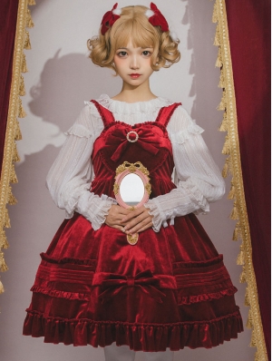 Red Rococo Elegant Velvet Classic Lolita JSK Dress