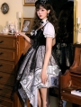 Alice in Wonderland Black and White Retro Irregular Gothic Lolita OP Dress