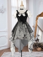Alice in Wonderland Black and White Retro Irregular Gothic Lolita OP Dress