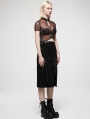 Black Gothic Punk Grunge Chain Embellished Long Slit Skirt