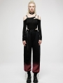 Black and Red Gothic Punk Grunge Long Overalls Pants for Women