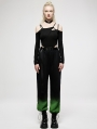 Black Gothic Hot Girl Asymmetric Hollow Out Long Sleeve Jumpsuit for Women