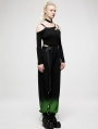 Black Gothic Hot Girl Asymmetric Hollow Out Long Sleeve Jumpsuit for Women