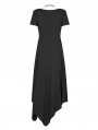 Black Gothic Square Neck Fitted Daily Wear Irregular Long Dress