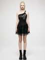 Black and Green Plaid Gothic Grunge Mesh High Waist Short Skirt