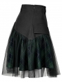 Black and Green Plaid Gothic Grunge Mesh High Waist Short Skirt